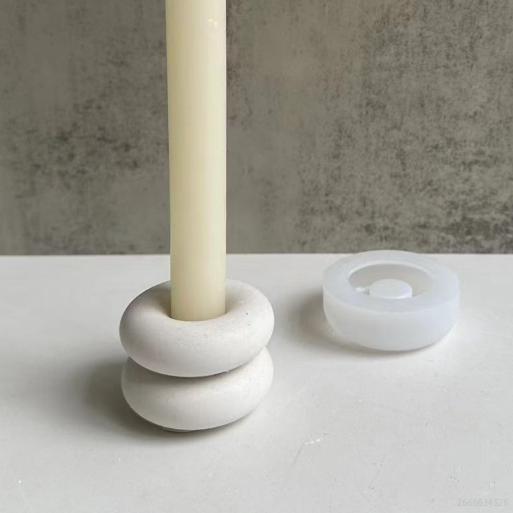 Donut Mold Silicone - 원형 도넛 캔들 홀더 실리콘 몰드,
