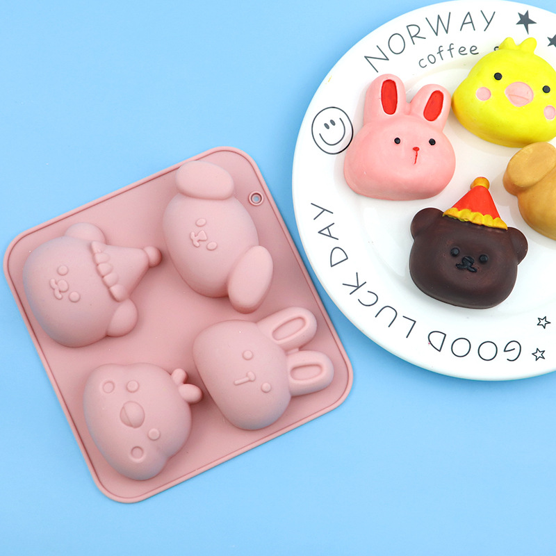 도매 4구 동물 병아리 실리콘 케이크 몰드, 수제 푸딩 - Bunny Cake Mold 리뷰 및 가격