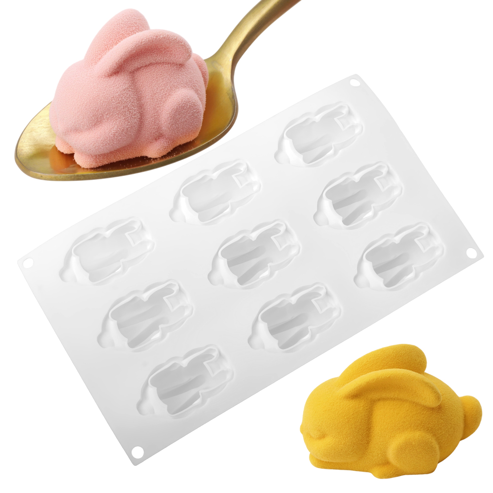 앉아있는 긴 귀 토끼 디자인 9구 실리콘 젤리 무스 몰 - Bunny Cake Mold 리뷰 및 가격