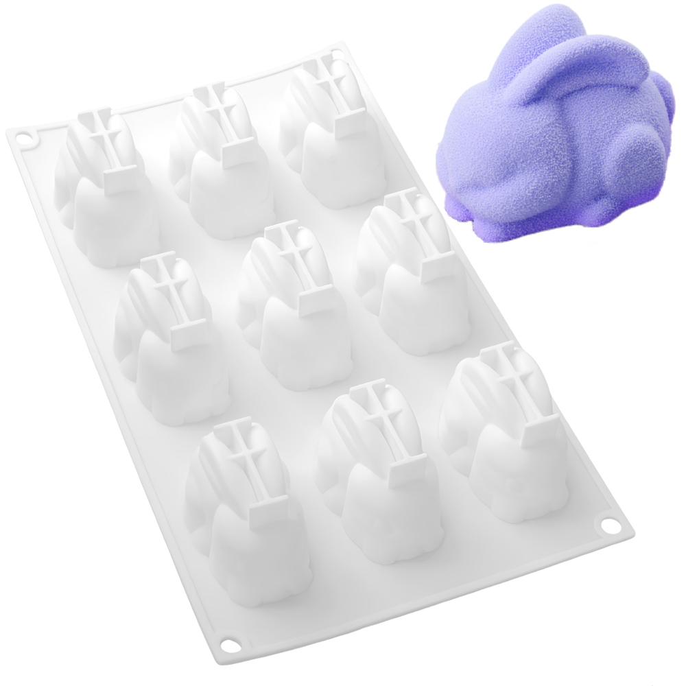 앉아있는 긴 귀 토끼 디자인 9구 실리콘 젤리 무스 몰 - Bunny Cake Mold 리뷰 및 가격